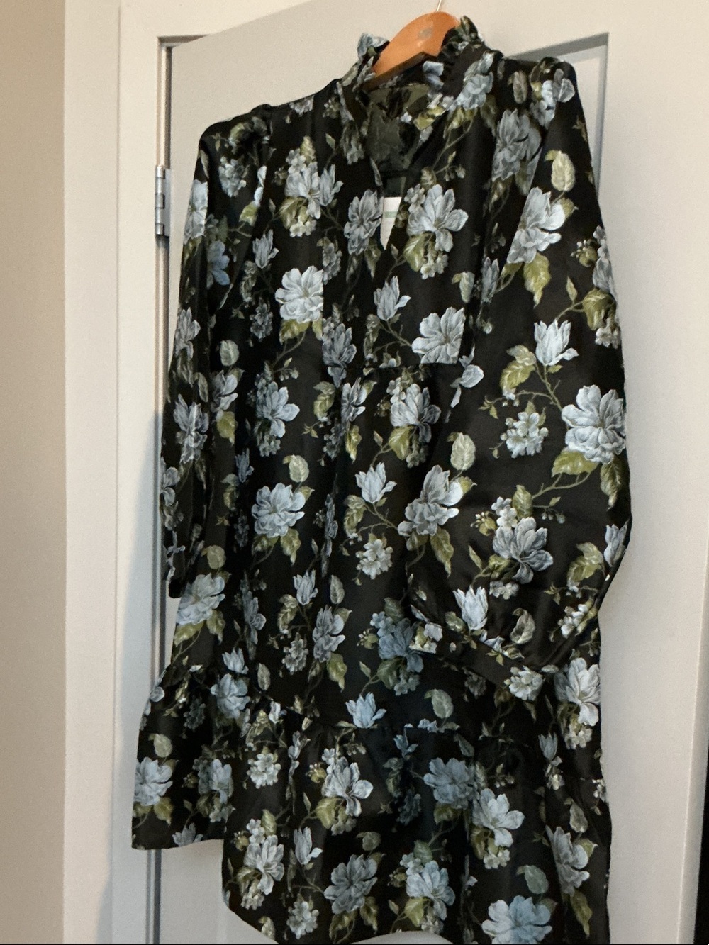 Women’s Floral Ruffled Skirt - Black with Blue & Green Floral